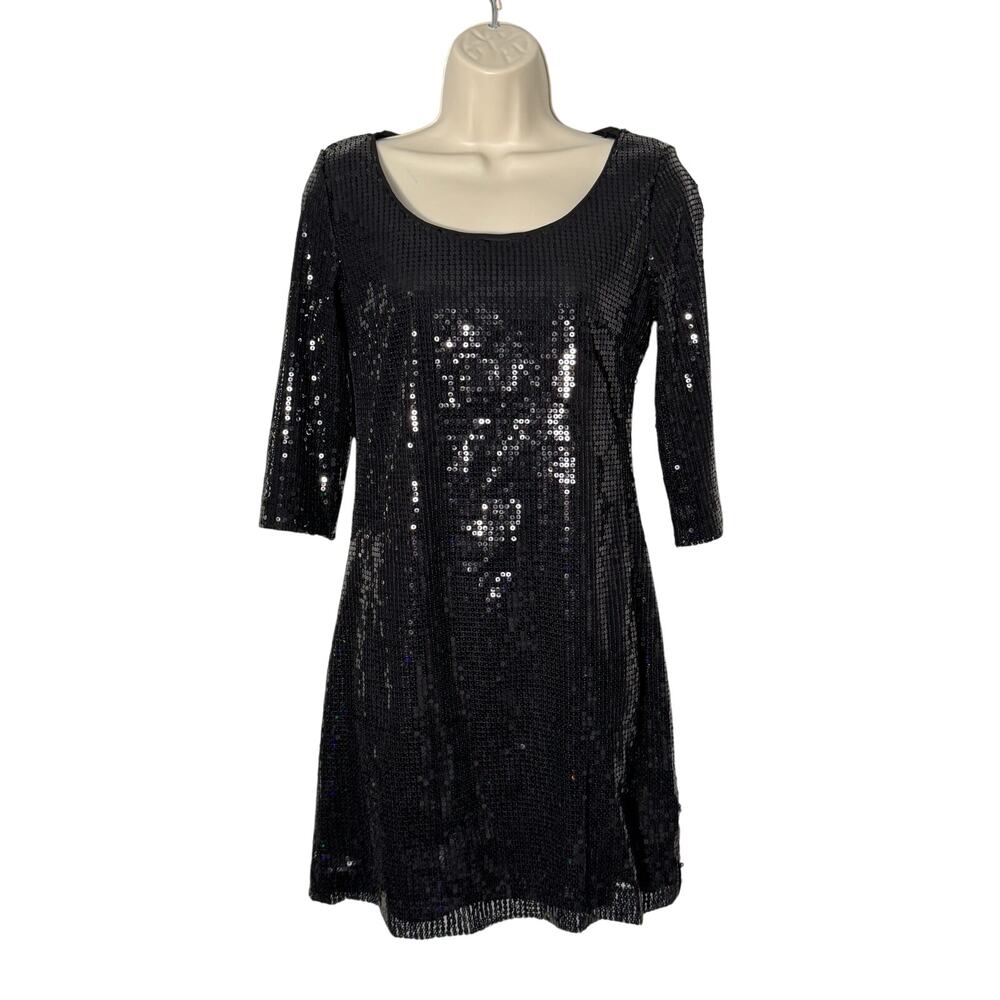 White‎ House Black Market Sequin Mini Dress Black Size XS